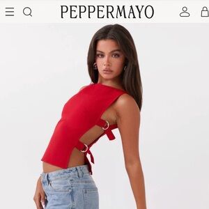 NWT Peppermayo "Cherish You Buckle Top" in Red